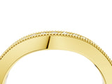 Yellow gold Round Brilliant Milgrain Bezel Set Diamond Wave Band_8
