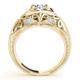 Yellow gold Round Brilliant Milgrain Filigree Solitaire with Bezel and Prong Setting 1