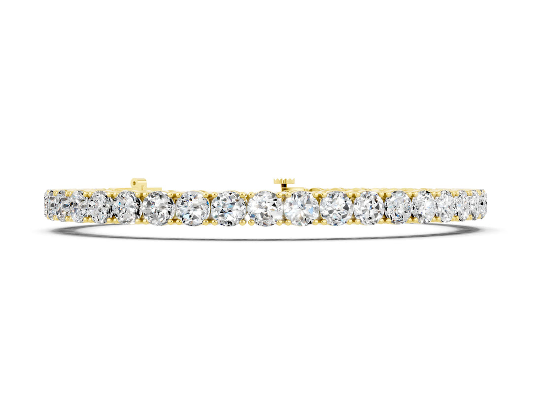 Yellow gold Round Brilliant Moissanite Tennis Bracelet with Prong Setting_4