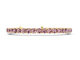 Yellow gold Round Brilliant Morganite Tennis Bracelet with Prong Setting_4