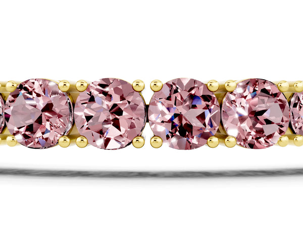 Yellow gold Round Brilliant Morganite Tennis Bracelet with Prong Setting