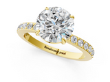 Yellow gold Round Brilliant Pavé Band Solitaire with Four-Prong Setting_40