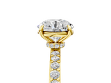 Yellow gold Round Brilliant Pavé Band Solitaire with Four-Prong Setting_44
