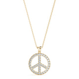 Yellow gold Round Brilliant Pavé-Set Diamond Peace Pendant
