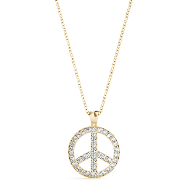 Yellow gold Round Brilliant Pavé-Set Diamond Peace Pendant