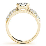 Yellow gold Round Brilliant Pave Diamond Engagement Ring with Tension Prong Setting 1