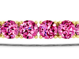 Yellow gold Round Brilliant Pink Sapphire Tennis Bracelet with Prong Setting_9