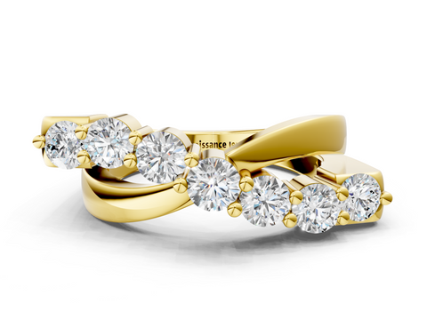 Yellow gold Round Tanzanite Prong-Set Crossover Band