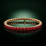 Yellow gold Round Brilliant Ruby Tennis Bracelet with Prong Setting_4