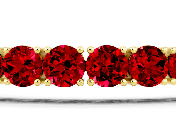 Yellow gold Round Brilliant Ruby Tennis Bracelet with Prong Setting