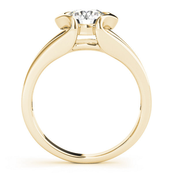 Yellow gold Round Brilliant Solitaire Bezel Set Split Shank Engagement Ring 2