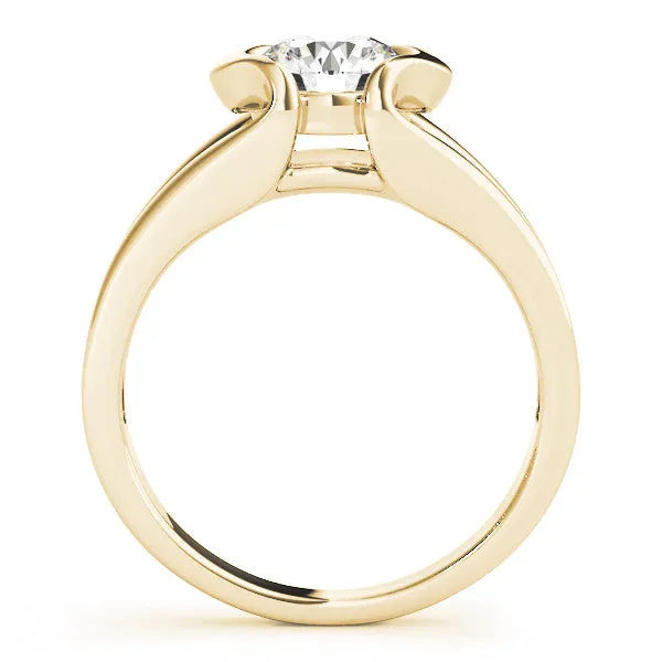 Yellow gold Round Brilliant Solitaire Bezel Set Split Shank Engagement Ring