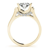 Yellow gold Round Brilliant Solitaire Diamond Ring with Channel Set Band and Bar Prong Setting 1