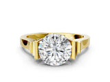 Yellow gold Round Brilliant Solitaire Diamond Ring with Channel Set Band and Bar Prong Setting_24