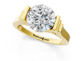 Yellow gold Round Brilliant Solitaire Diamond Ring with Channel Set Band and Bar Prong Setting_25