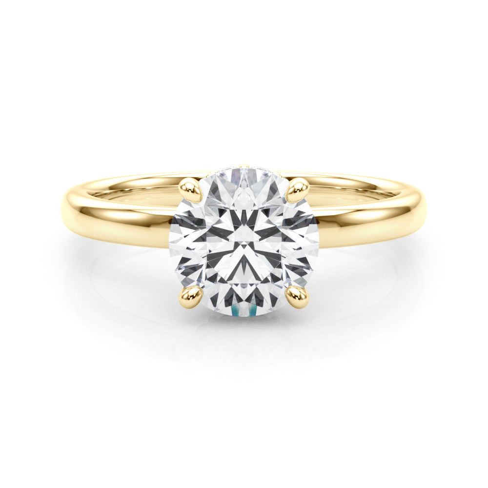 Yellow gold Round Brilliant Solitaire Engagement Ring with Six-Prong Setting and Classic Band 1
