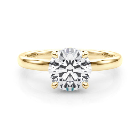 Yellow gold Round Brilliant Solitaire Engagement Ring with Six-Prong Setting and Classic Band 1