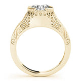 Yellow gold Round Brilliant Solitaire Milgrain Bezel Engagement Ring 2