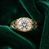 Yellow gold Round Brilliant Solitaire Milgrain Bezel Engagement Ring_15