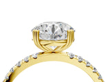 Yellow gold Round Brilliant Solitaire with Pavé Band and Claw Prong Setting_11
