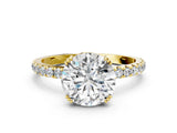 Yellow gold Round Brilliant Solitaire with Pavé Band and Claw Prong Setting_7
