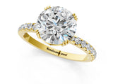 Yellow gold Round Brilliant Solitaire with Pavé Band and Claw Prong Setting_8