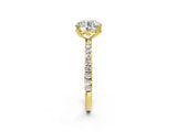 Yellow gold Round Brilliant Solitaire with Pavé Band and Claw Prong Setting_9