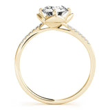 Yellow gold Round Brilliant Solitaire with Pavé Band and Four-Prong Cushion Setting 2