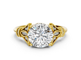 Yellow gold Round Brilliant Solitaire with Pave Band and Four-Prong Setting_24