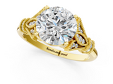 Yellow gold Round Brilliant Solitaire with Pave Band and Four-Prong Setting_25