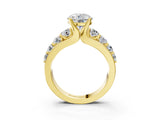 Yellow gold Round Brilliant Solitaire with Side Stones on a Pave Band and Four-Prong Setting_106