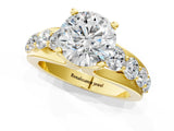 Yellow gold Round Brilliant Solitaire with Side Stones on a Pave Band and Four-Prong Setting_13