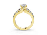 Yellow gold Round Brilliant Solitaire with Side Stones on a Pave Band and Four-Prong Setting_15