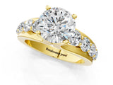 Yellow gold Round Brilliant Solitaire with Side Stones on a Pave Band and Four-Prong Setting_25
