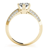 Yellow gold Round Brilliant Split Shank Pave Diamond Engagement Ring with Four-Prong Setting 2