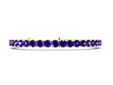 Yellow gold Round Brilliant Tanzanite Tennis Bracelet with Prong Setting_4