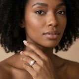 Yellow gold Round Brilliant Three-Stone Diamond Ring with Pavé Band and Prong Setting_17