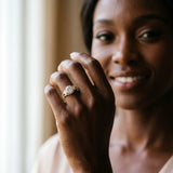 Yellow gold Round Brilliant Three-Stone Diamond Ring with Pavé Band and Prong Setting_18