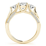 Yellow gold Round Brilliant Three-Stone Engagement Ring with Split Shank and Prong Setting 2
