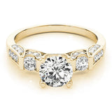 Yellow gold Round Brilliant Three-Stone Pave Band with Four-Prong Setting 1