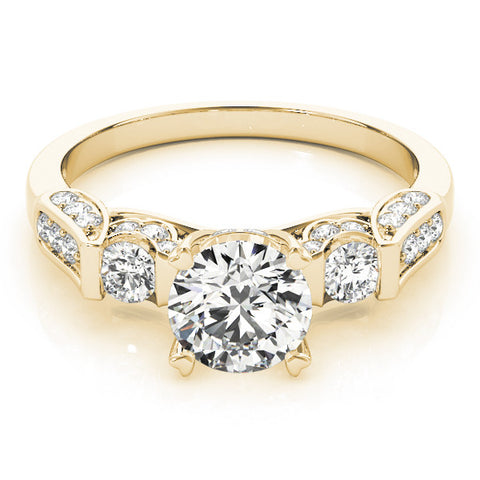 Yellow gold Round Brilliant Three-Stone Pave Band with Four-Prong Setting 1