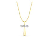 Yellow gold Round Brilliant Three-Stone Prong Set Pendant_36
