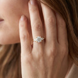 Yellow gold Round Brilliant Three-Stone Ring with Pear Side Stones and Four-Prong Setting_8