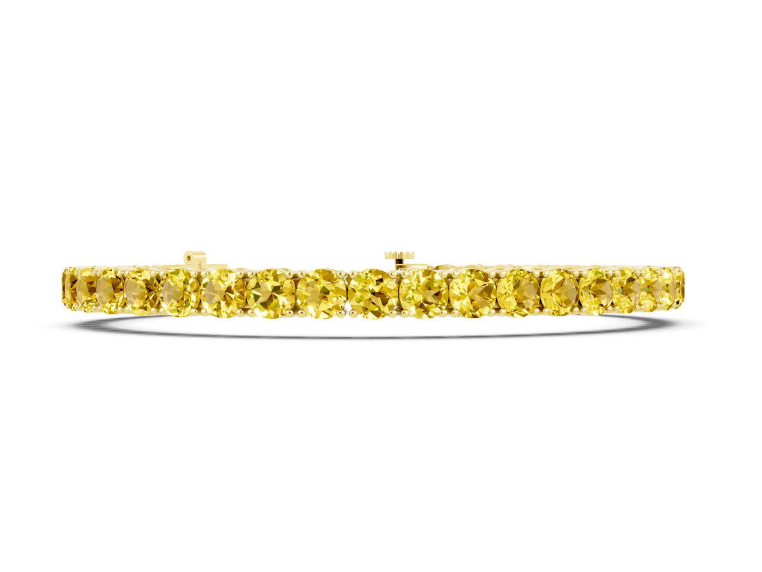 Yellow gold Round Brilliant Yellow Sapphire Tennis Bracelet with Prong Setting_8