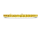Yellow gold Round Brilliant Yellow Sapphire Tennis Bracelet with Prong Setting_8