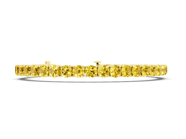 Yellow gold Round Brilliant Yellow Sapphire Tennis Bracelet with Prong Setting