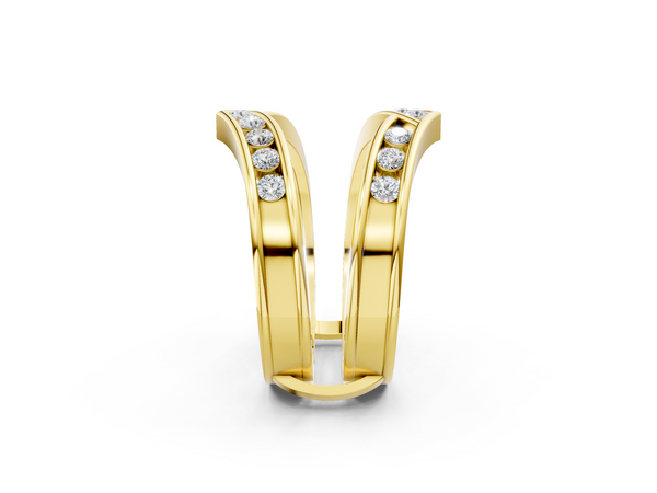 Yellow gold Round Diamond Channel-Set Chevron Band