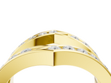 Yellow gold Round Channel Set Diamond Chevron Band_64