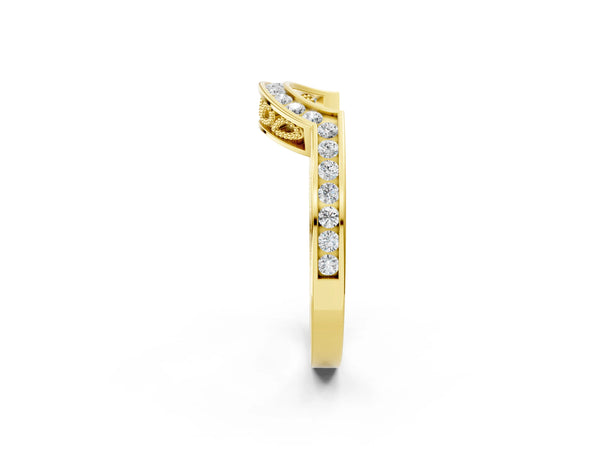 Yellow gold Round Channel-Set Diamond Contour Band