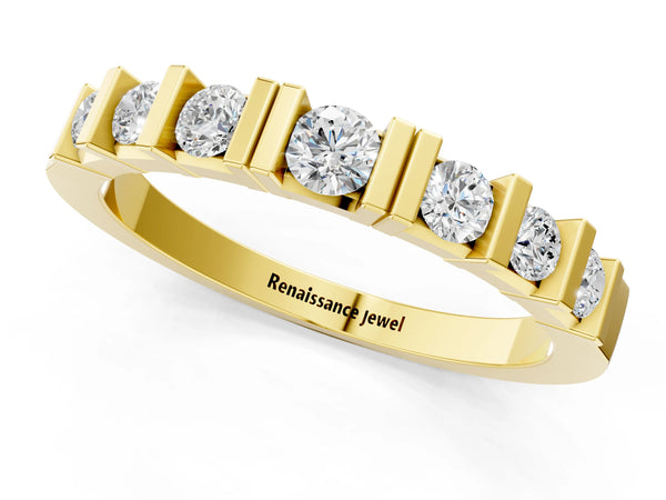 Yellow gold Round Channel Set Diamond Half Eternity Band